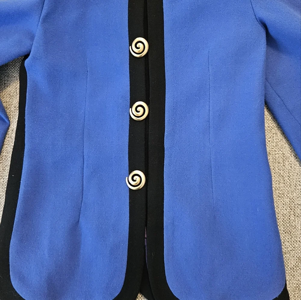 Carolina Herrera Jacket Vintage Royal blue/Black Sz 6 EUC - Picture 10 of 14